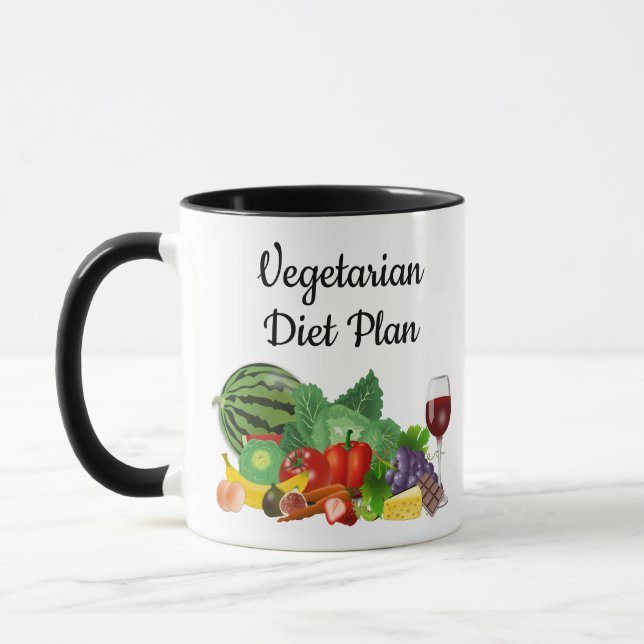 Vegetarian Diet Plan Color Illustration Mug (Left)