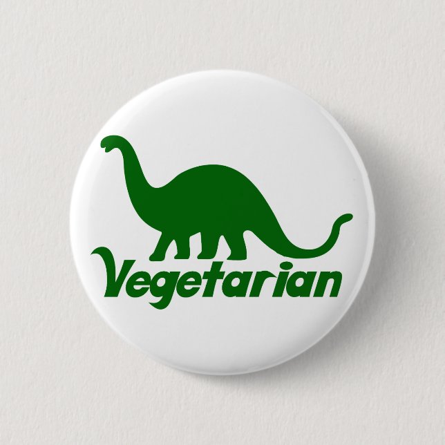Vegetarian Dinosaur Pinback Button (Front)