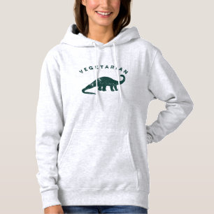 Vegetarian Dinosaur Vintage Style Funny Graphic Hoodie