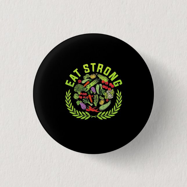 Vegetarian Eat Strong Button (Front)