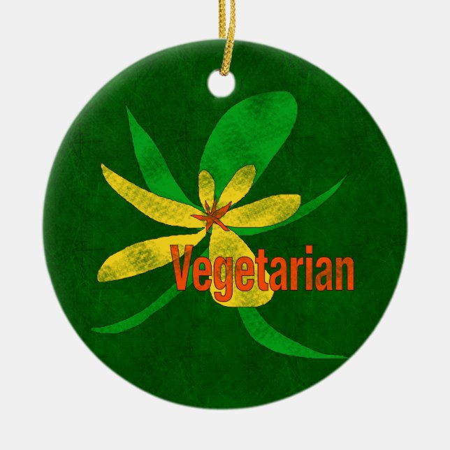 Vegetarian Flower Ceramic Ornament (Front)