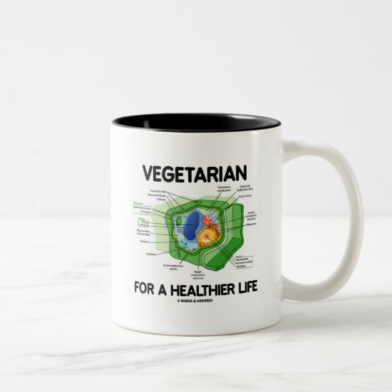 Vegetarian For A Healthier Life (Plant Cell) Two-Tone Coffee Mug