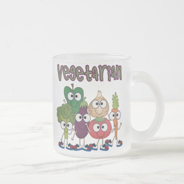 Vegetarian Frosted Glass Coffee Mug (Right)