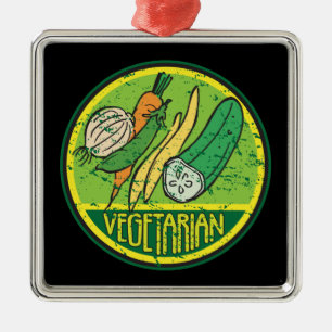 Vegetarian Grunge Metal Ornament