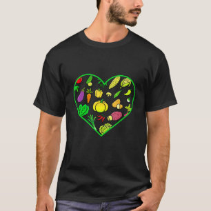 Vegetarian Heart Diet Vegan No Meat Plant Based Li T-Shirt