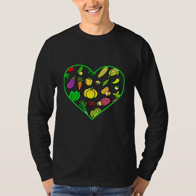 Vegetarian Heart Diet Vegan No Meat Plant Based Li T-Shirt (Front)