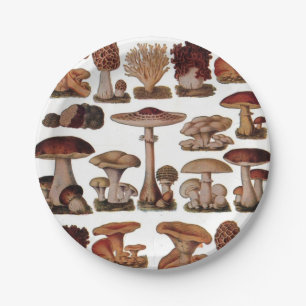 Vegetarian hipster steampunk vintage mushroom paper plates