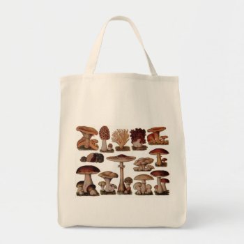 Vegetarian Hipster Steampunk Vintage Mushroom Tote Bag by cranberrysky at Zazzle
