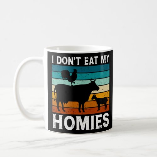 Vegetarian I Don t Eat My Homies  Vegan Retro  Coffee Mug