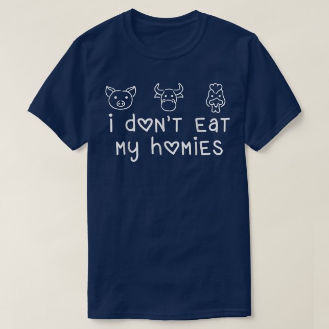 Vegetarian I Don't Eat My Homies Funny Vegan Retro T-Shirt (Design Front)