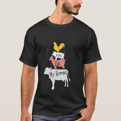Vegetarian I Don't Eat My Homies Funny Vegan Retro T-Shirt