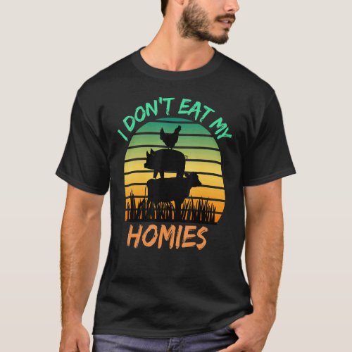 Vegetarian I Don't Eat My Homies Vegan Retro T-Shirt