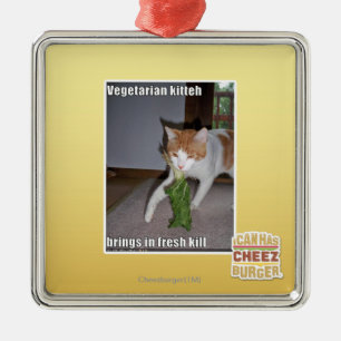 Vegetarian Kitteh Metal Ornament
