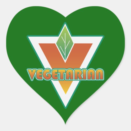 Vegetarian Logo Heart Sticker