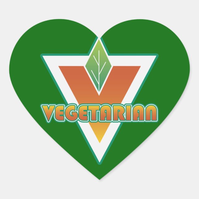 Vegetarian Logo Heart Sticker (Front)