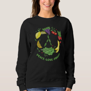 Vegetarian Love Peace Sign Fruit Vegan Veggie Vega Sweatshirt