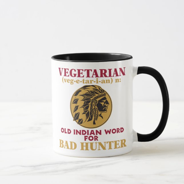 Vegetarian Old Indian Word for Bad Hunter Mug (Right)