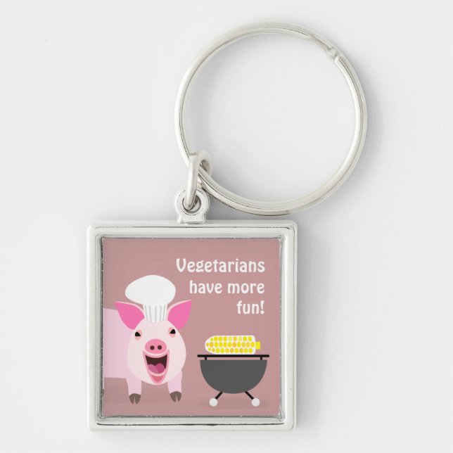 Vegetarian Pig Keychaing Keychain (Front)