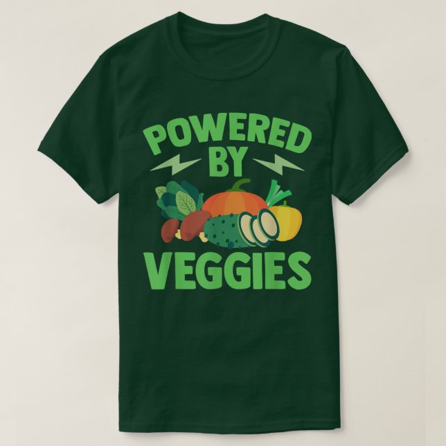 Vegetarian Powered By Veggies Vegan T-Shirt (Design Front)