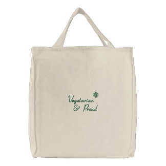 Vegetarian, & Proud Embroidered Tote Bag
