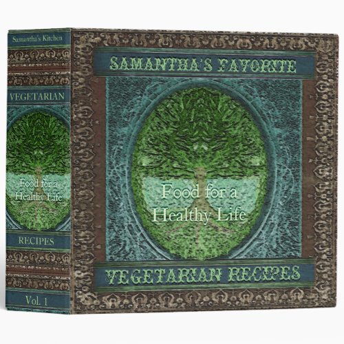 Vegetarian Recipes Cookbook Vintage Look 3 Ring Binder