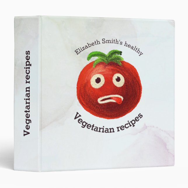 Vegetarian Recipes Funny Tomato 3 Ring Binder (Front/Spine)