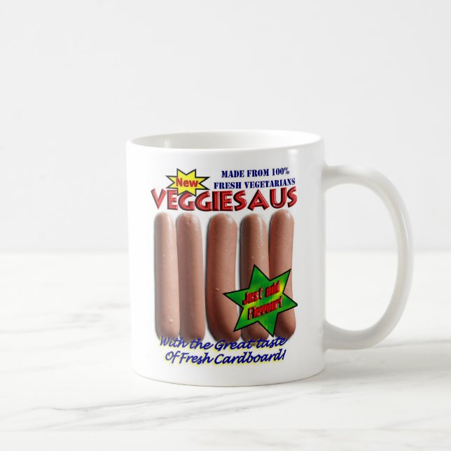Vegetarian Sausages Mug made with 100% vegetarians (Right)