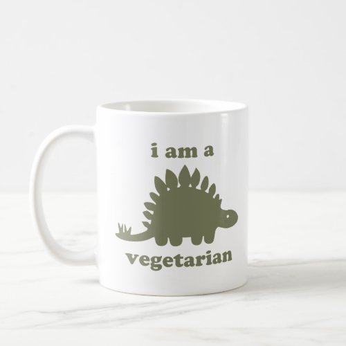 Vegetarian Stegosaurus Dinosaur _ Green  Coffee Mug
