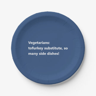 Vegetarian Thanksgiving Poem Minimal Blue Paper Plates