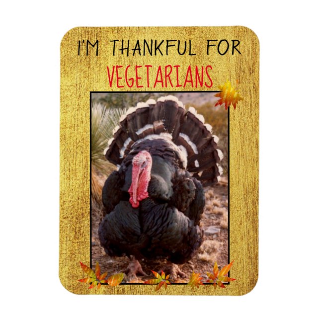 Vegetarian Thanksgiving Turkey Photo Vegan Thanks Magnet (Vertical)