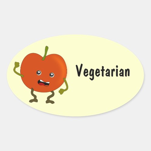 Vegetarian  Vegan Food Labels Tomato Oval Sticker