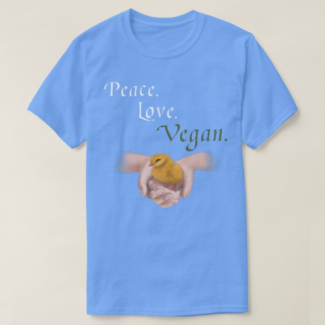 Vegetarian Vegan Peace Love Chick (D0100117A)  T-Shirt (Design Front)