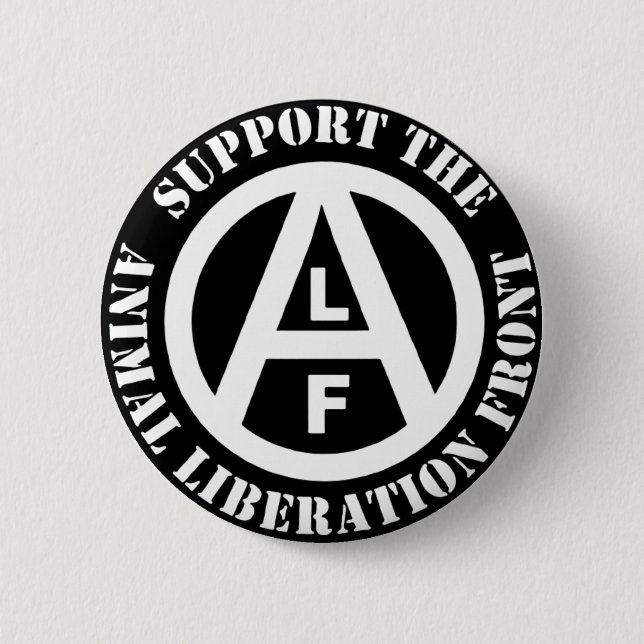 Vegetarian Vegan Support Animal Liberation Front Button (Front)