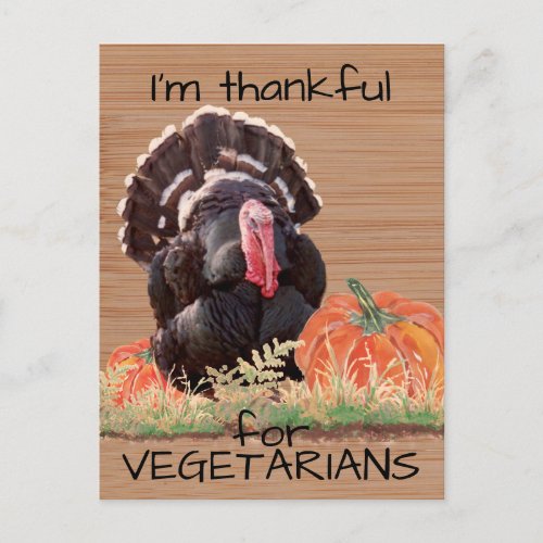 Vegetarian Vegan Thanksgiving Turkey Thanks Photo Postcard