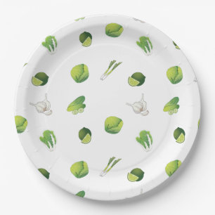 Vegetarian vegan vegetables paper plates
