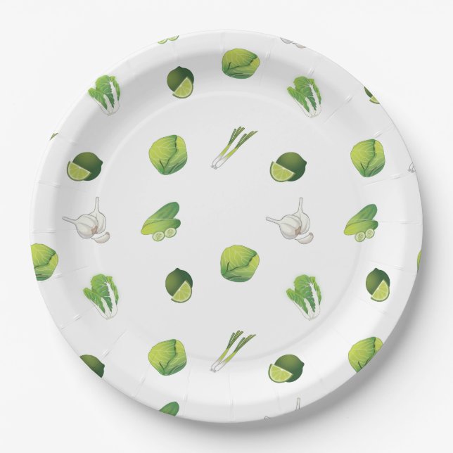 Vegetarian vegan vegetables paper plates (Front)
