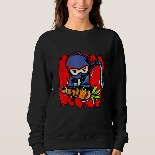 Vegetarian Vegetable Ninja Fruit Vegan No Meat Pla Sweatshirt (Front)