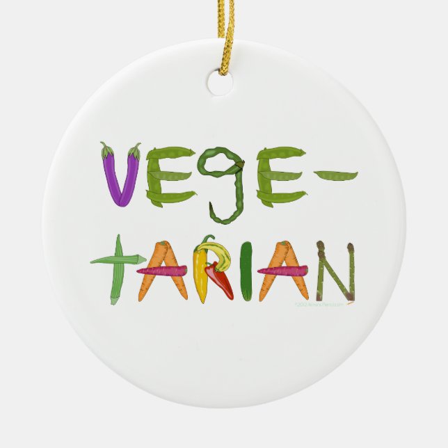 Vegetarian Vegetables Veggie Lovers Ceramic Ornament (Front)