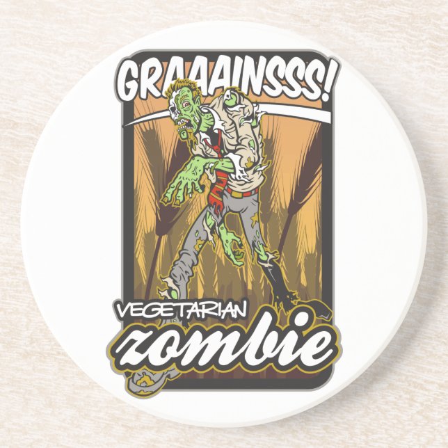 Vegetarian Zombie Drink Coaster (Front)