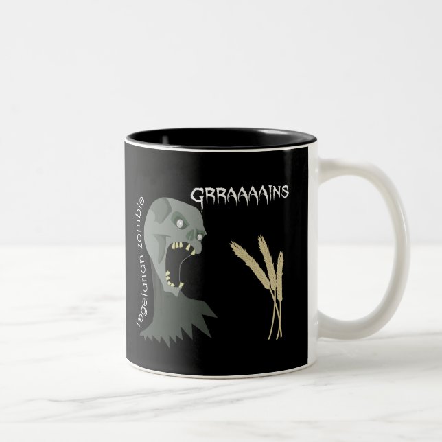 Vegetarian Zombie wants Graaaains! Two-Tone Coffee Mug (Right)