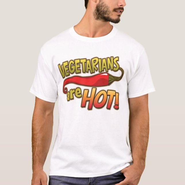 Vegetarians Are Hot Ladies Destroyed T-Shirt (Front)