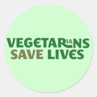 Vegetarians save lives classic round sticker