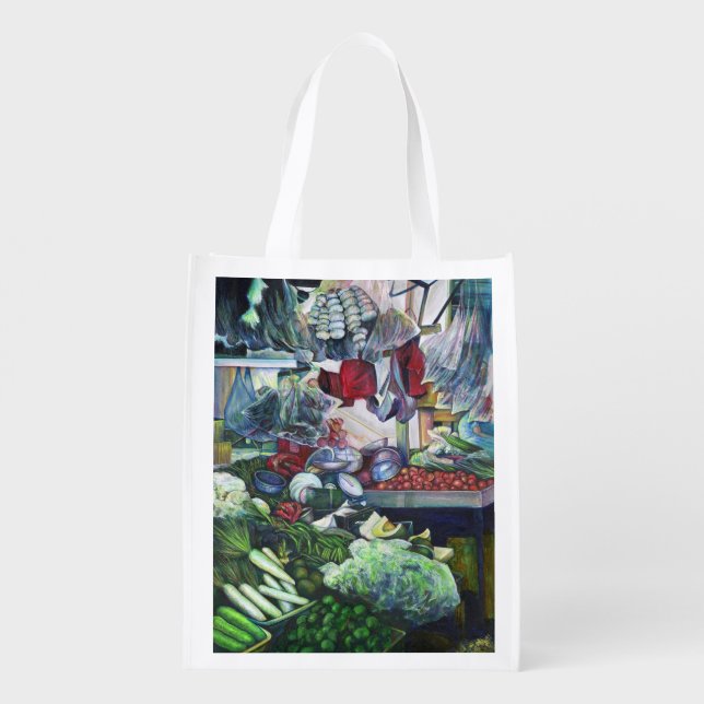 Vegetatian Club Meets Here Reusable Grocery Bag (Back)