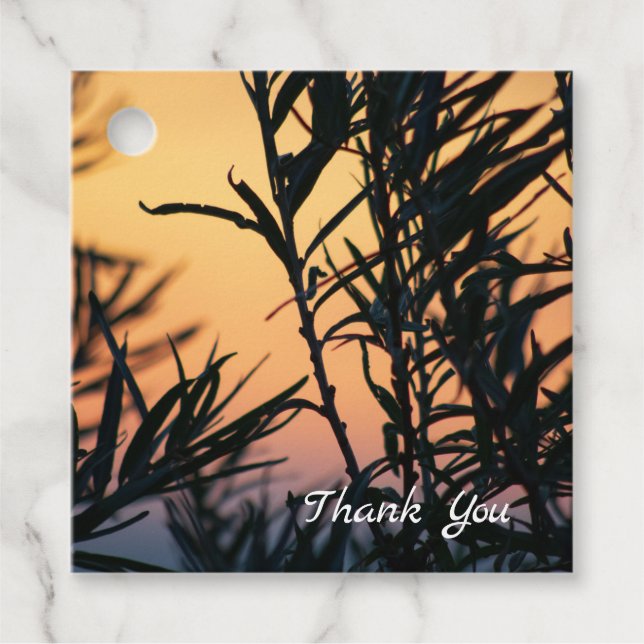 Vegetation at sunset favor tags (Front)
