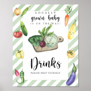 veggie baby shower - Drinks help yourself Poster