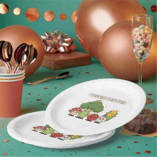 Veggie Besties | Cute Kawaii Cartoon Vegetable Paper Plates