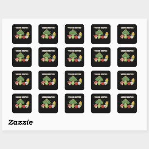 Veggie Besties   Cute Kawaii Cartoon Vegetable  Square Sticker