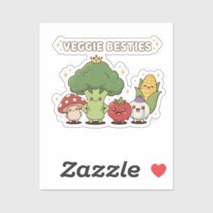 Veggie Besties   Cute Kawaii Cartoon Vegetable  Sticker