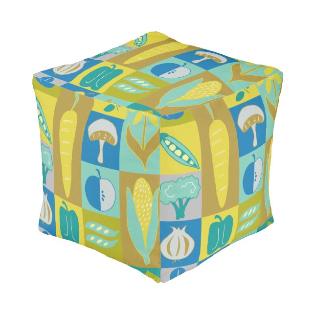 Veggie Blocks II Pouf (Angled Front)