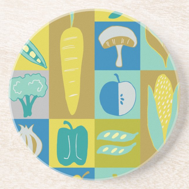 Veggie Blocks II Sandstone Coaster (Front)